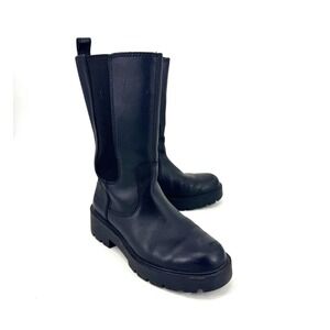 UGG Ashton Mid Black Leather Waterproof Lug Sole Boots Womens 7